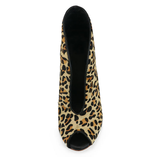 Rosalind Leopard Horsehair Ankle Boots