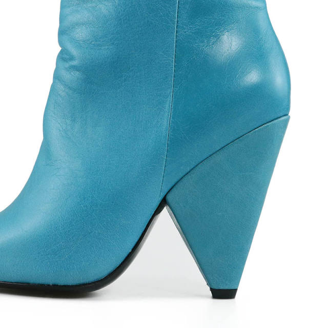 Norma Teal Cow Leather Over the Knee Boots