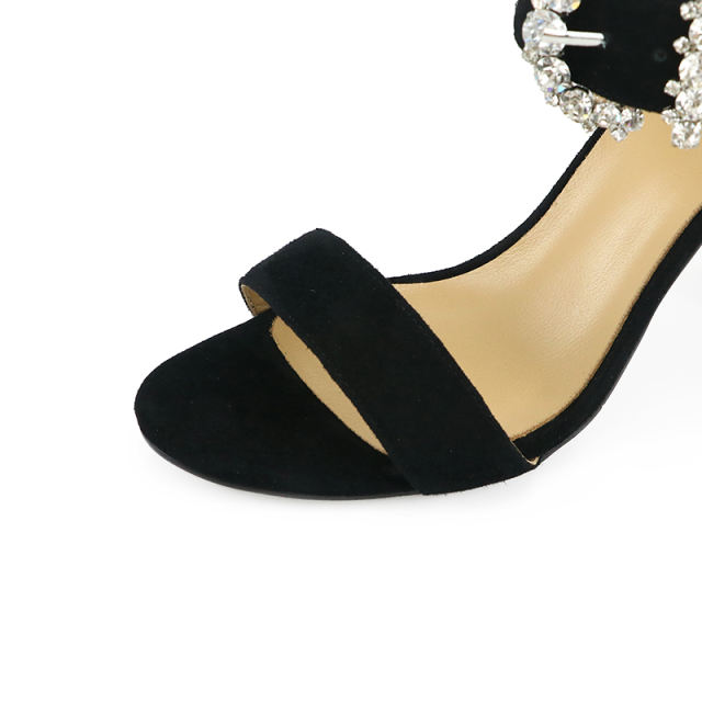 Janet Black Suede Leather Sandals
