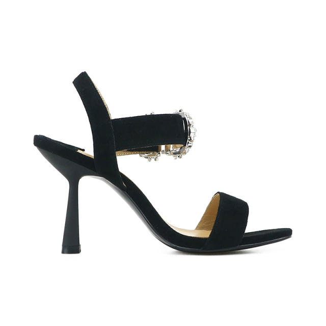 Janet Black Suede Leather Sandals