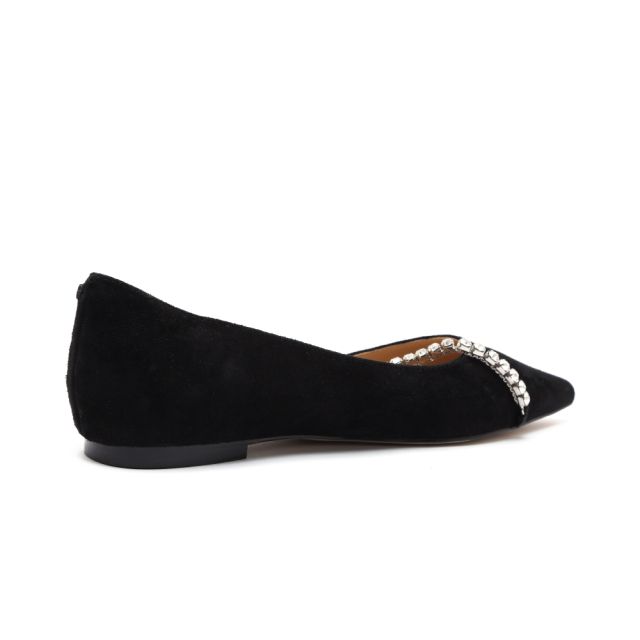 Odelia Black Suede Leather Diamond Flats