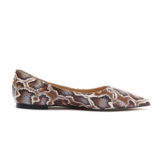 Ruth Snakeskin Printed Leather Flats