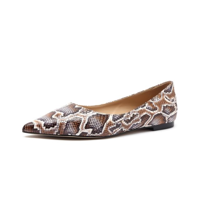 Ruth Snakeskin Printed Leather Flats