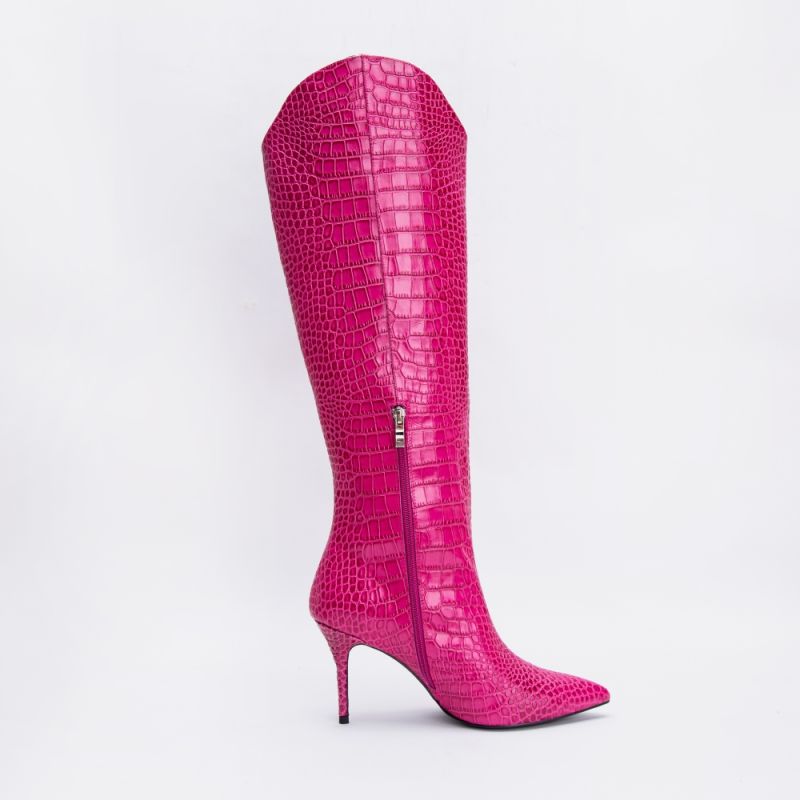 Dana Fuschia Cow Leather Knee Boots