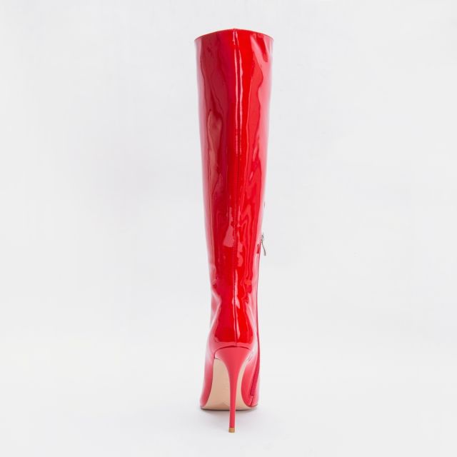 Helen Red Patent Leather Knee Boots