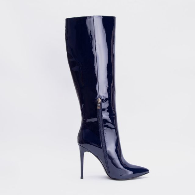 Helen Blue Patent Leather Knee Boots