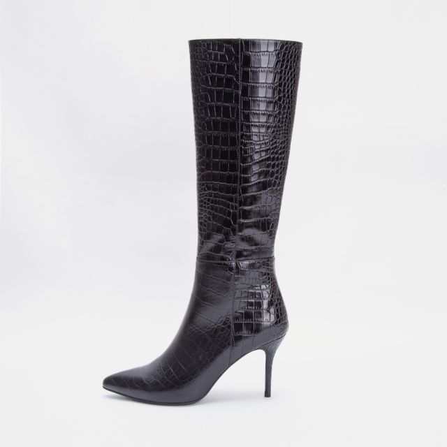 Elsa Black Cow Leather Knee Boots
