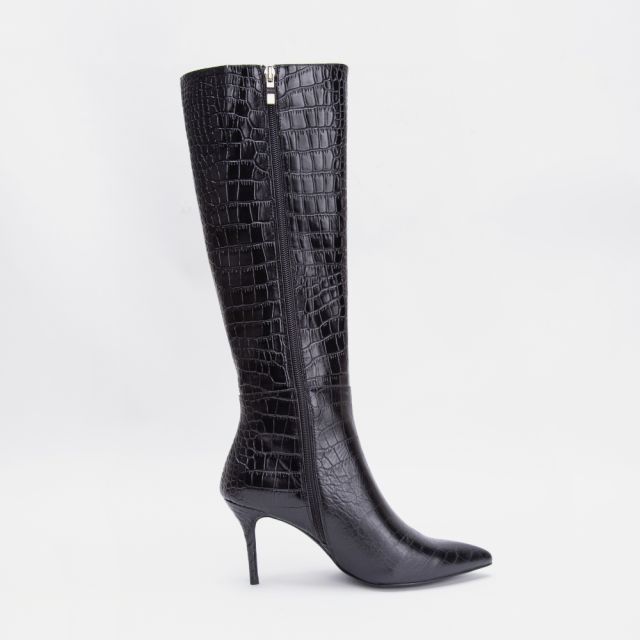 Elsa Black Cow Leather Knee Boots