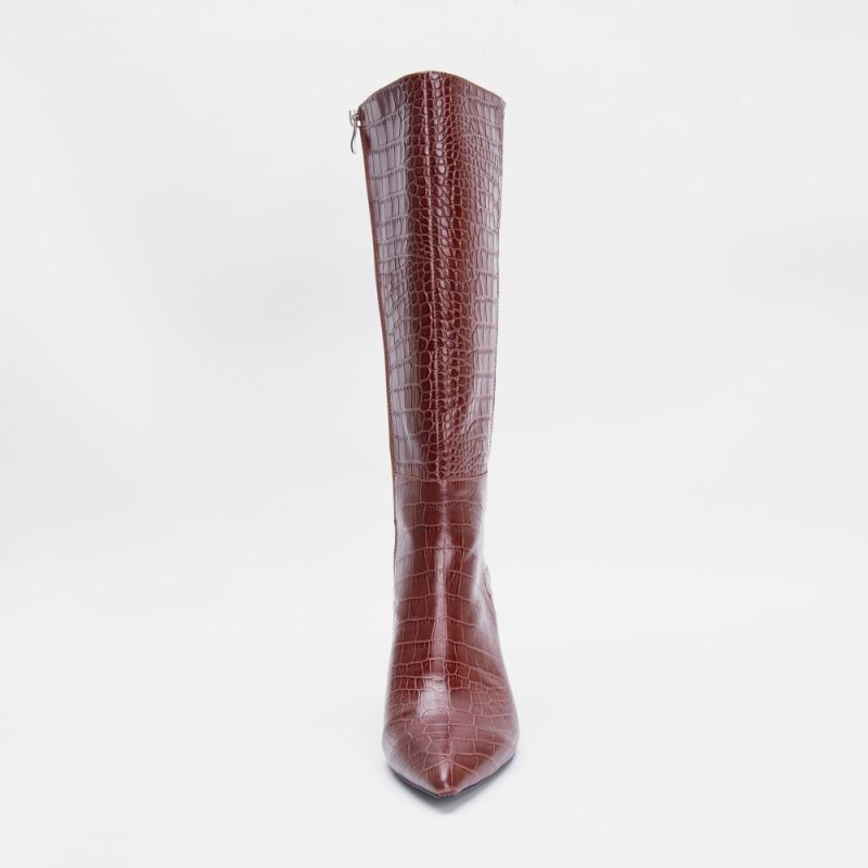 Elsa Brown Cow Leather Knee Boots