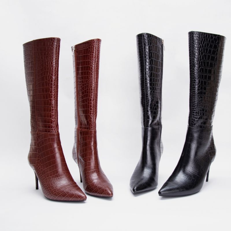 Elsa Brown Cow Leather Knee Boots