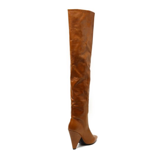Norma Teal Cow Leather Over the Knee Boots