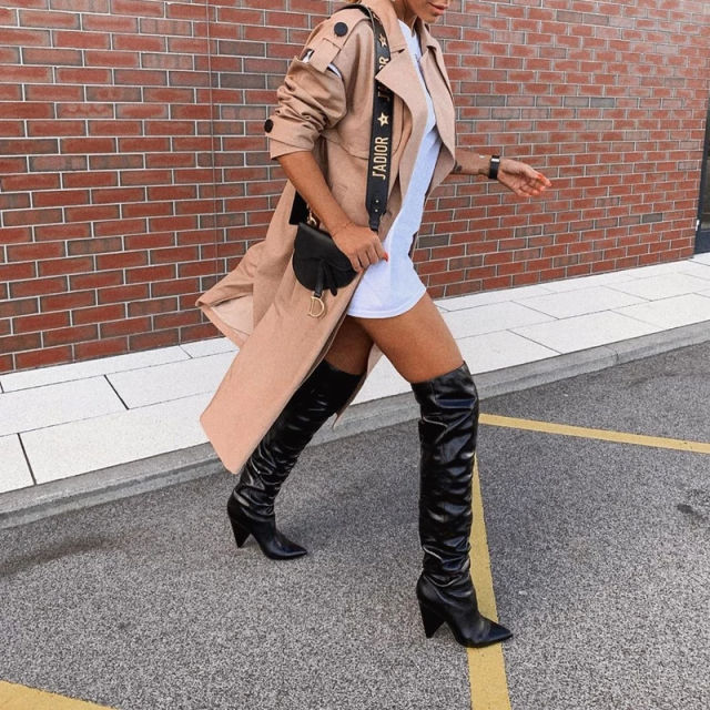 Norma Teal Cow Leather Over the Knee Boots