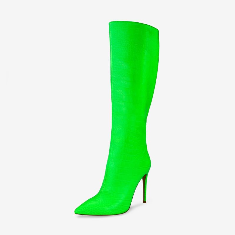 Kerri Green Leather Knee High Boots