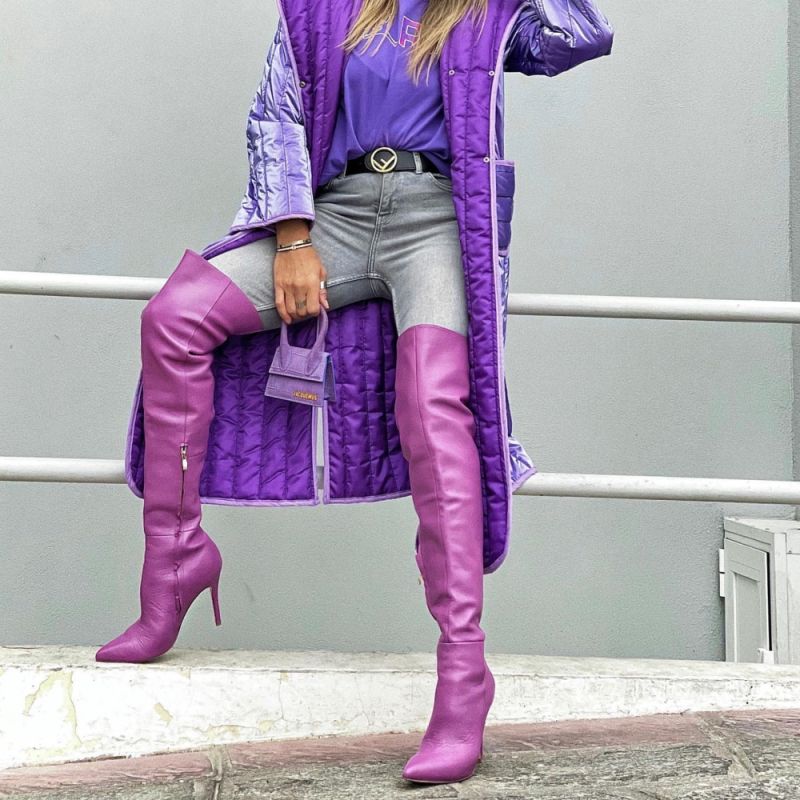 Rui Purple Nappa Leather Over Knee Boots