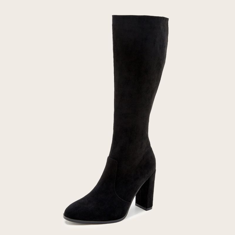 Callie Chunky Heel Faux Suede Knee boots