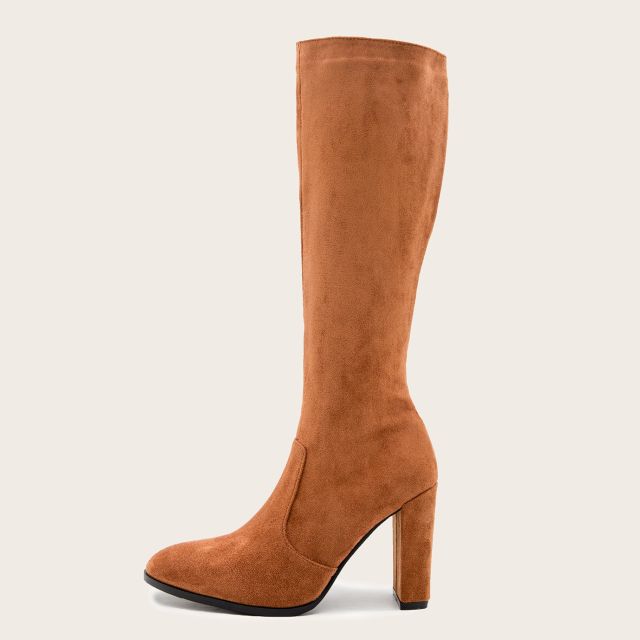 Callie Chunky Heel Faux Suede Knee boots