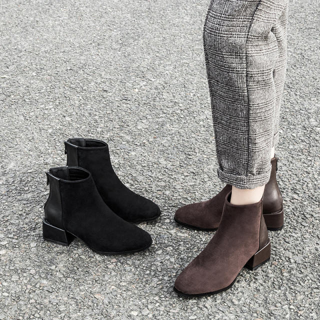 Comeron Faux Suede Chunky Heel Ankle Boots