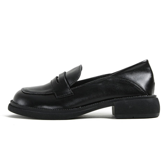 Belina Black Round Toe Flats Loafers 2023 Spring