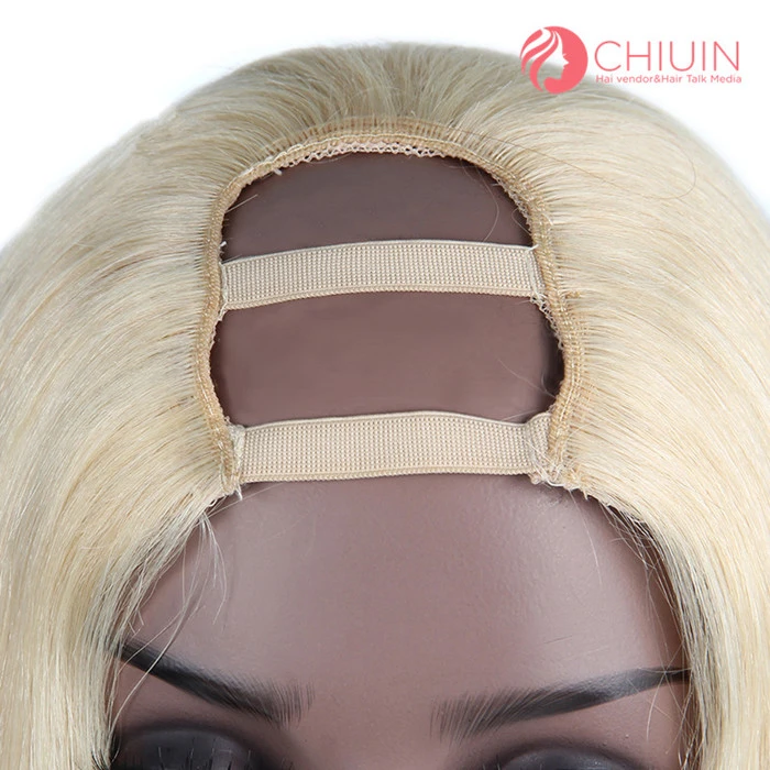 613 Hair Color Blonde U Part Wig Straight Glueless Wig