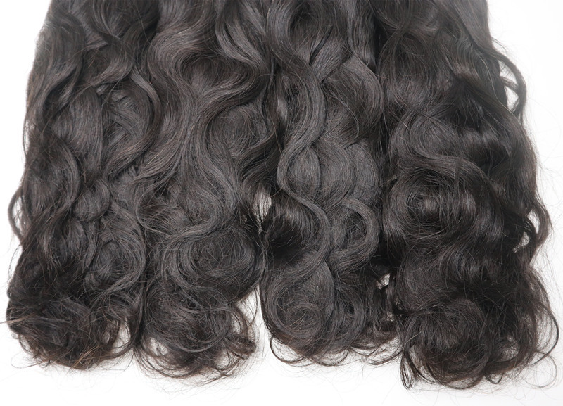 4 Bundles Natural Pattern Wavy Unprocessed Raw Hair Single Donor Hair Weave