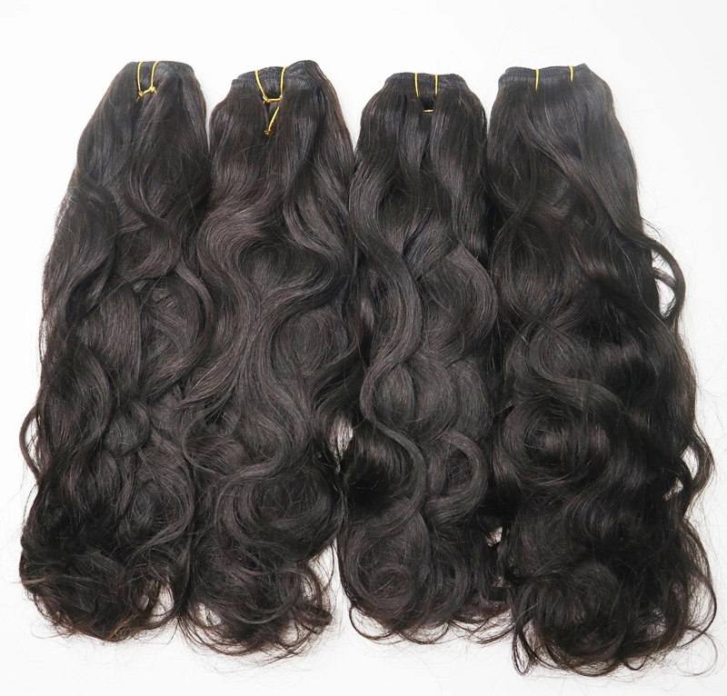 4 Bundles Natural Pattern Wavy Unprocessed Raw Hair Single Donor Hair Weave