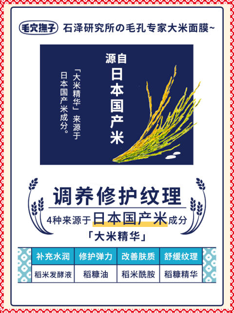 石泽研究所大米面膜10片 毛穴抚子收缩毛孔保湿亮肤