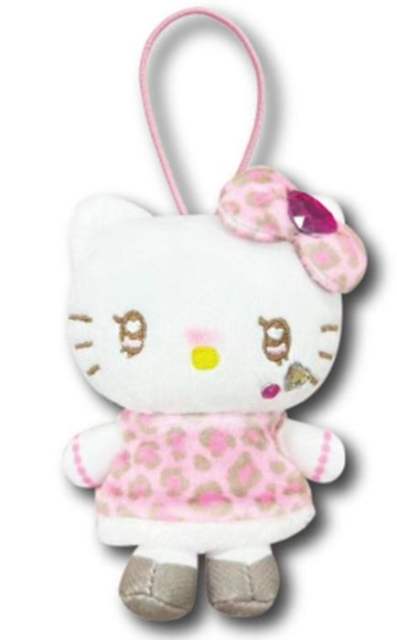三丽鸥 hellokitty白皮粉色豹纹挂件