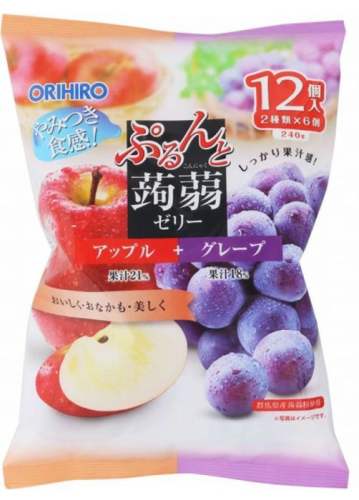 ORIHIIRO 欧力喜乐蒟蒻果汁果冻 苹果葡萄味12个入