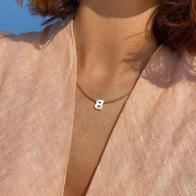 Shell letter necklace beaded choker