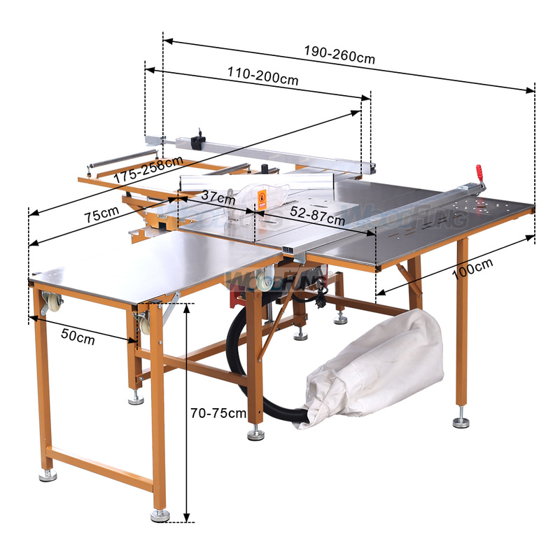 MJ-09BRR Double invisible rail sawing table for wood cutting mini saw table saw