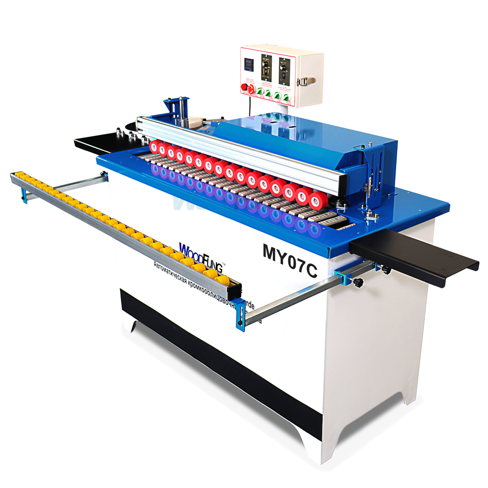 MY-07C Мини-автоматическая кромкооблицовочная машина Склеивание Обрезка торцевой резки Полировка Сбор пыли Прямой МДФ Автоматический кромкооблицовочный станок