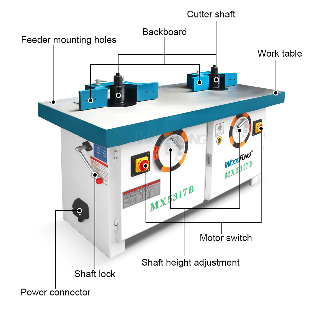 MX5317B Woodworking Spindle Moulder Machine Tilt Wood Two Spindle Moulder two axis end milling machine