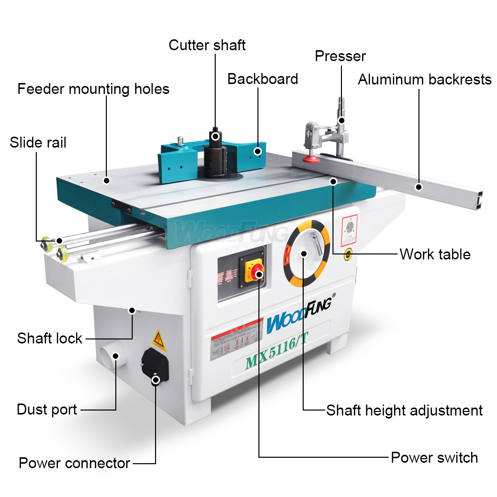 Single Spindle Woodworking Milling Machine Mx5116/T Wood Spindle Moulder