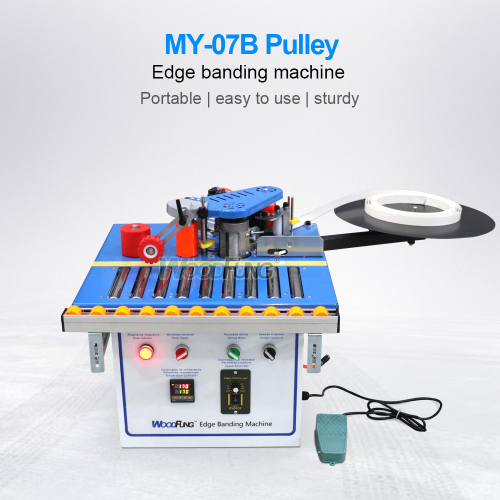 Máquina de bandas de borde portátil con polea MY-07B para tableros de MDF de curva recta, bandas de borde de PVC y ABS