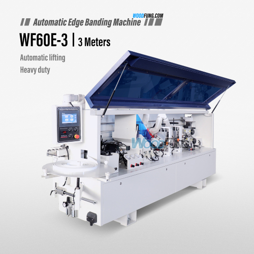 Maquinaria para trabajar la madera WF60E-3, totalmente compacta, automática, para raspar PVC, chapa de madera, enchapadora de bordes, enchapadora de bordes MDF para muebles con velocidad rápida de 18 m/min y longitud de máquina de 3 m.