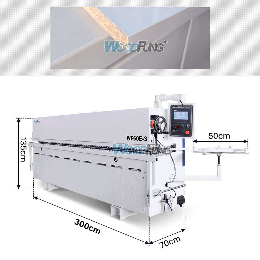 WF60E-3 woodworking machinery fully compact automatic pvc scarping wood veneer Edge bander mdf edge bander for furnuiture with fast speed 18m/min,and machine length 3m length