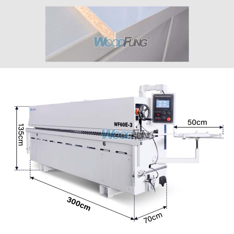 WF60E-3 woodworking machinery fully compact automatic pvc scarping wood veneer Edge bander mdf edge bander for furnuiture with fast speed 18m/min,and machine length 3m length