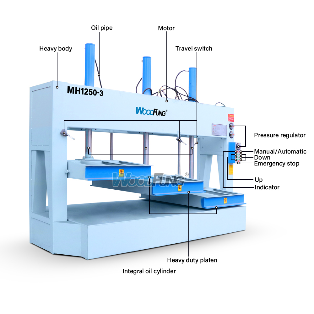MH1250-3 50T wooden door hydraulic cold press machine for plywood