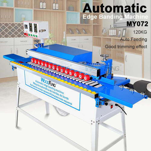 MY-072 Mini máquina automática de bandas de borde Pegado Recorte Corte final Pulido Recolección de polvo Recto MDF Alimentación automática Anillador de borde