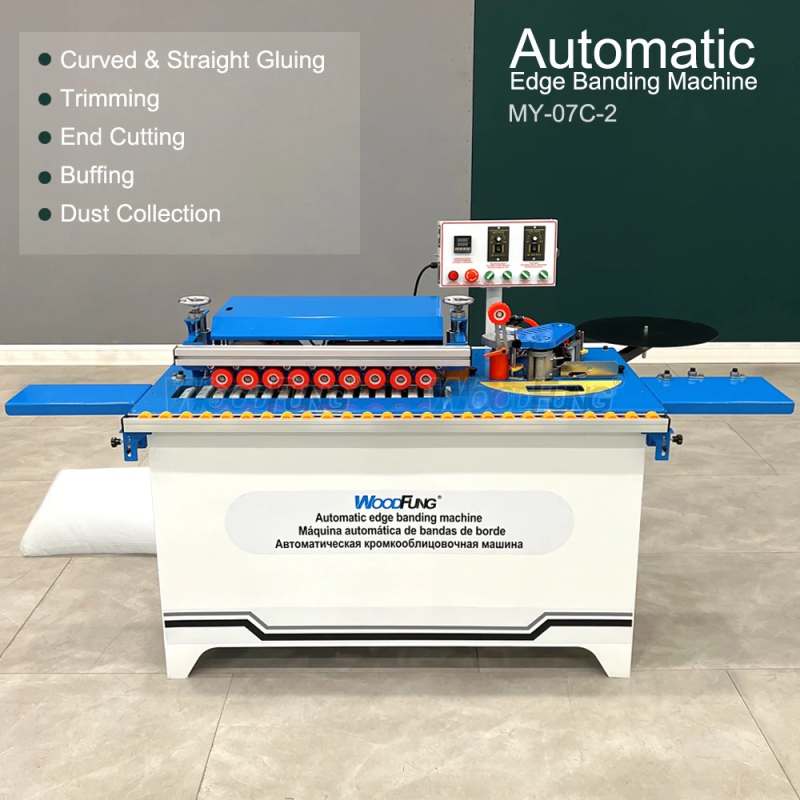MY-07C2 Mini Automatic Edge Banding Machine Gluing Trimming End Cutting Buffing Dust Collection Straight&Curve MDF Automatic Feeding Edge Bander