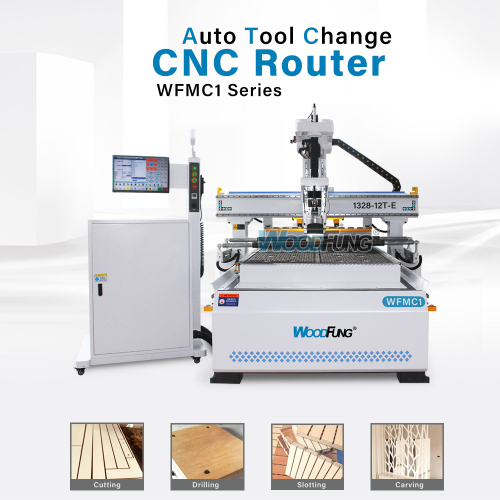 WFMC1 ATC CNC Router | 9KW Spindle, Vacuum Table &amp; Auto Tool Changer for Woodworking