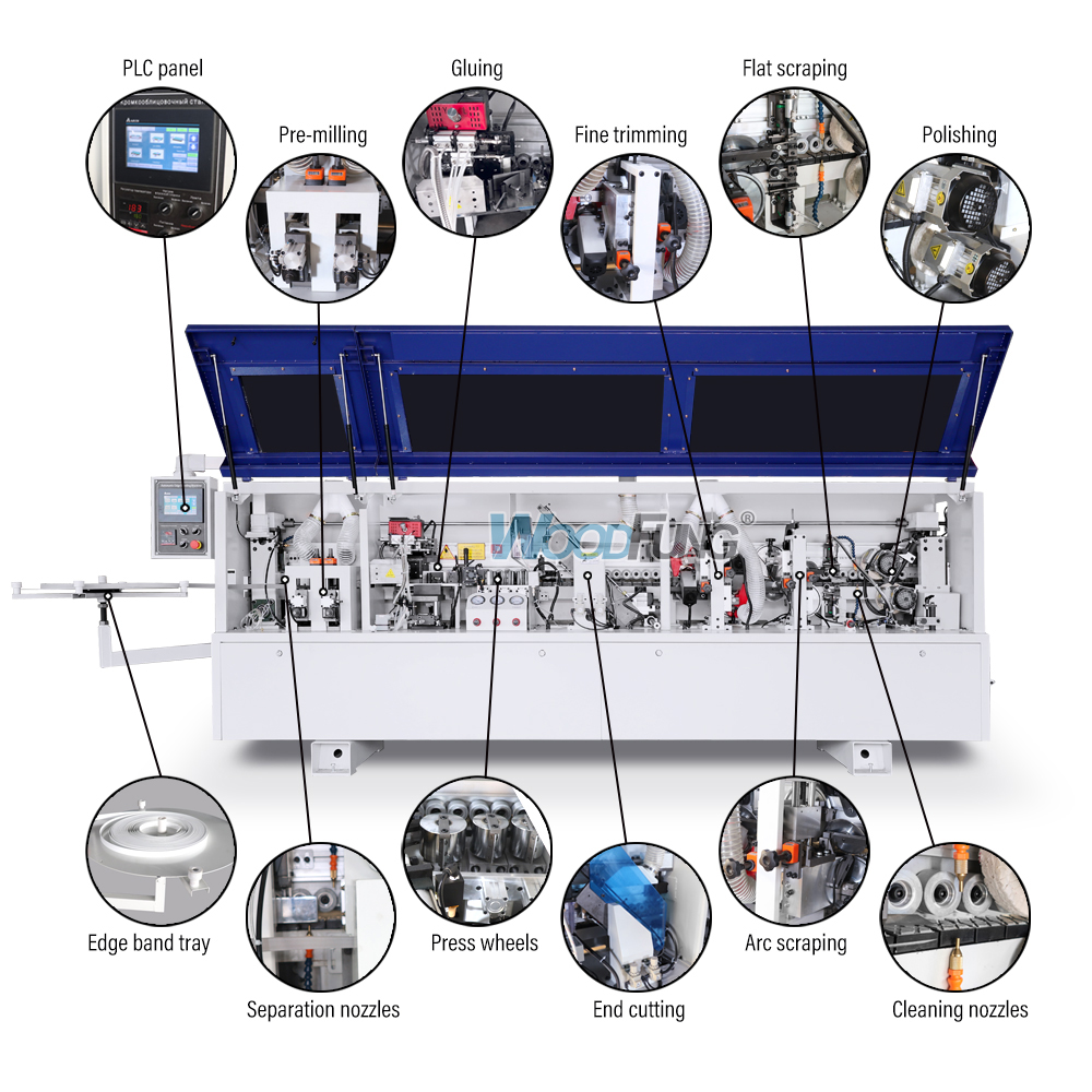 MY-12T premilling automatic edge banding machine with top glue pot