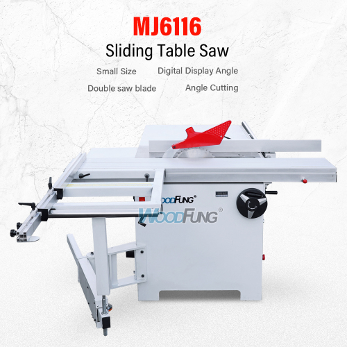 MJ-6116 1.6m sliding table panel saw with double blades for furniture making sliding table saw