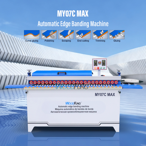 Máquina automática para encolar cantos MY-07C MAX Encolado Recorte Raspado Corte de extremos Pulido Recolección de polvo Encolado de cantos y redondeo
