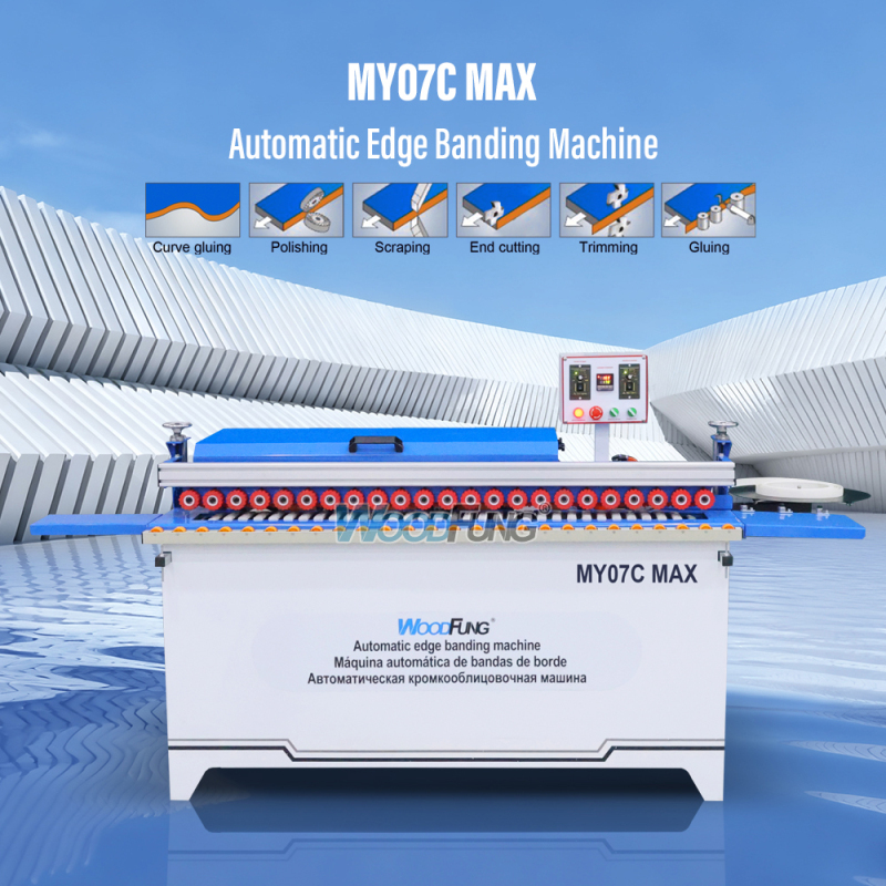 Máquina automática para encolar cantos MY-07C MAX Encolado Recorte Raspado Corte de extremos Pulido Recolección de polvo Encolado de cantos y redondeo