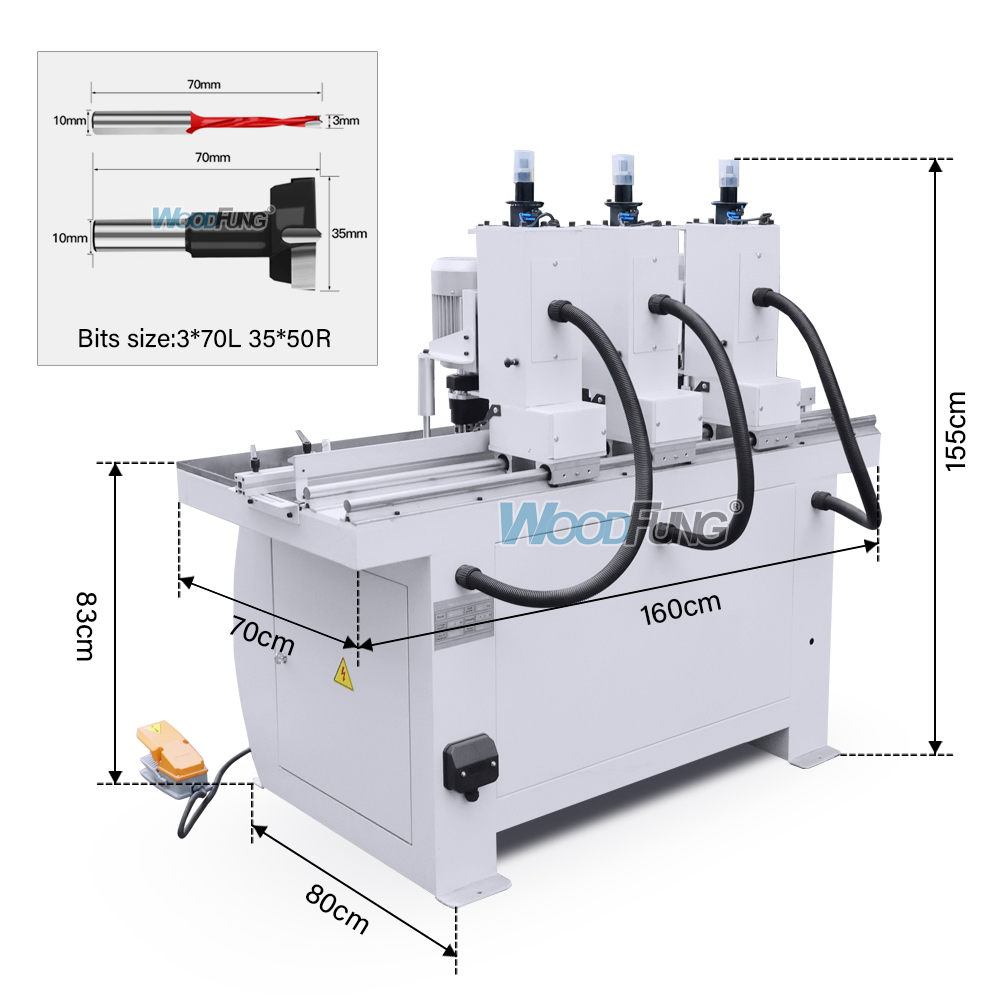 MZ73033 Perforadora de bisagra de madera de tres cabezales