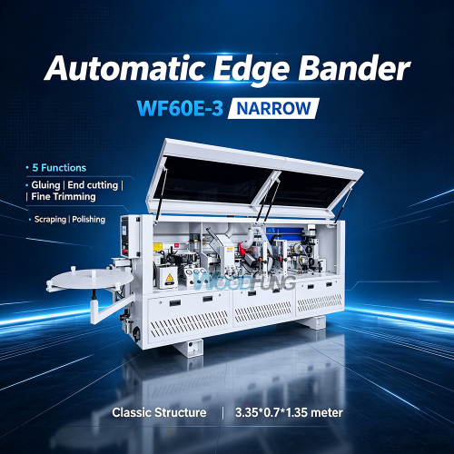 WF60E‑3 Narrow Automatic Edge Banding Machine Min 40mm Small Narrow Board Edge Bander For Cabinet Woodworking