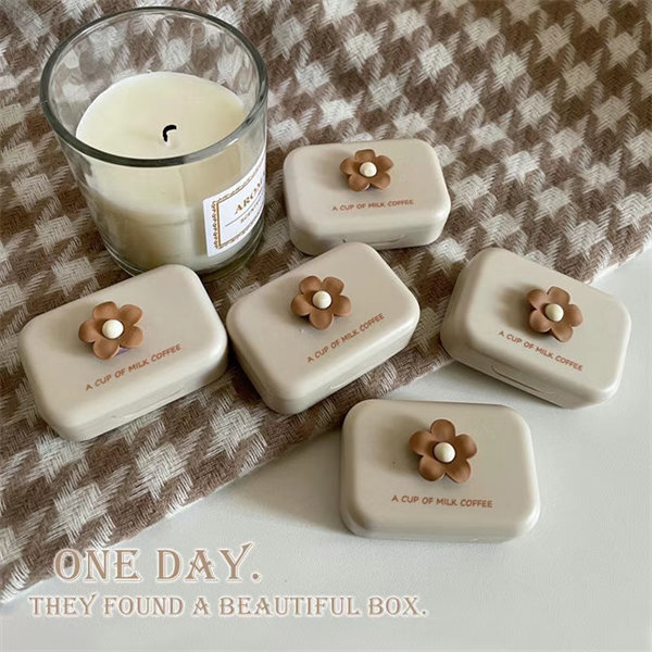 【奶油花朵】隱眼盒 水盒子單副裝SH34