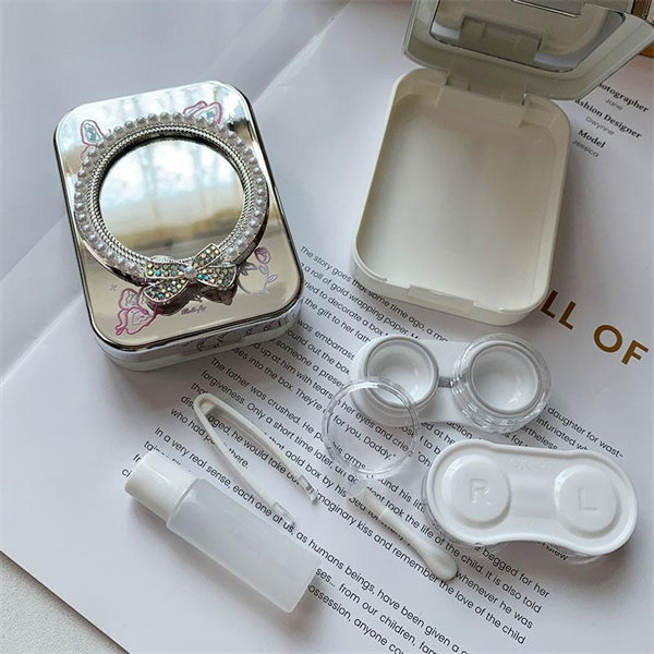 【高級珍珠蝴蝶結】隱眼盒 水盒子兩副裝SH52