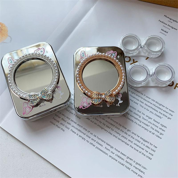 【高級珍珠蝴蝶結】隱眼盒 水盒子兩副裝SH52